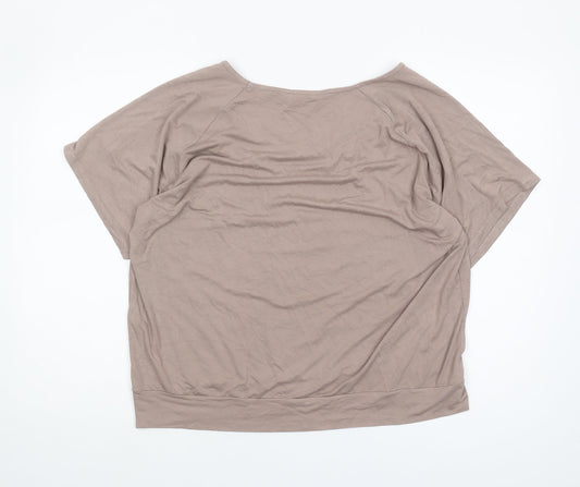 Womens UK Size 18 Sosandar Beige Basic T-Shirt