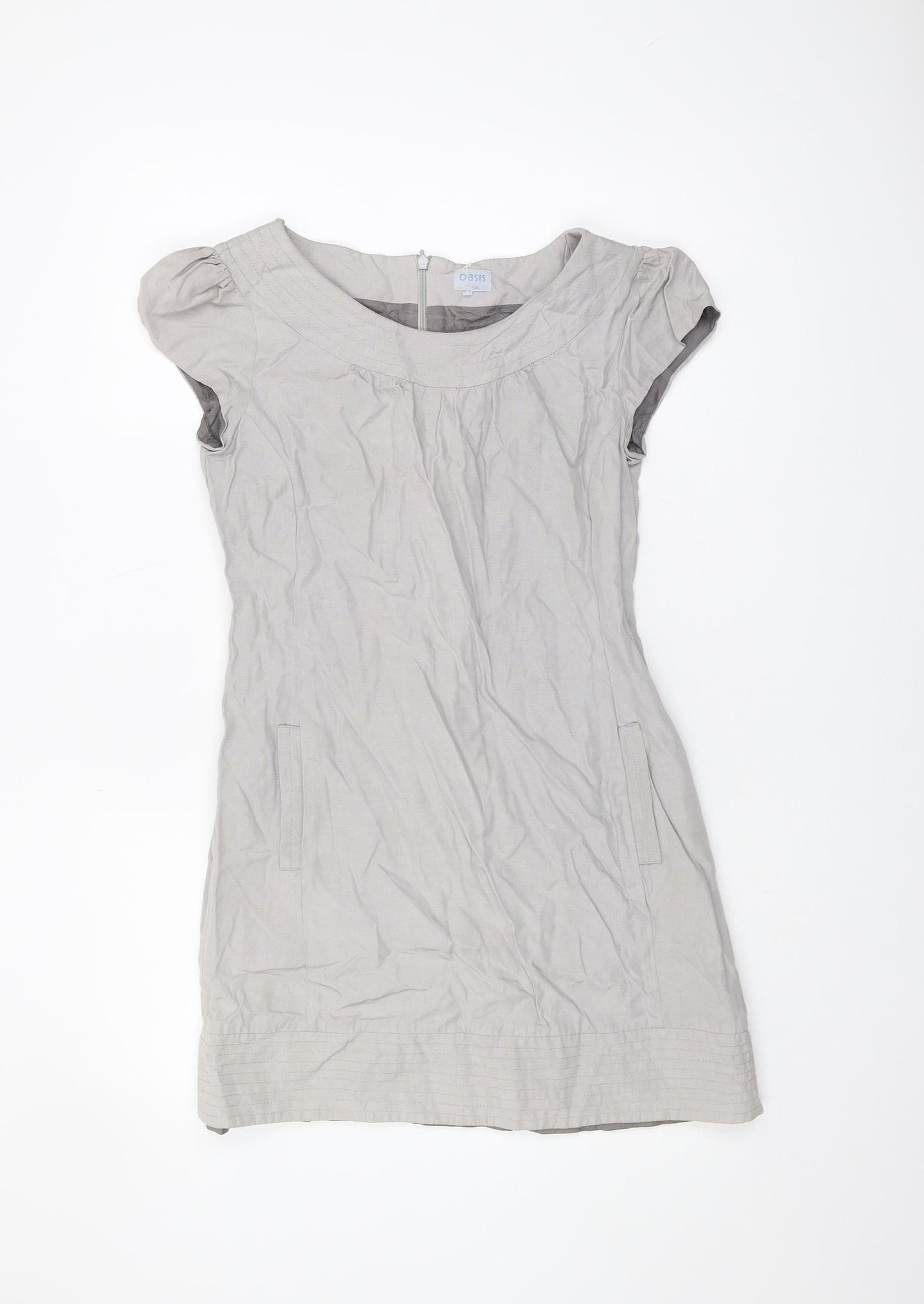 Oasis Women's Grey Dress, Size 10, Short Sleeve