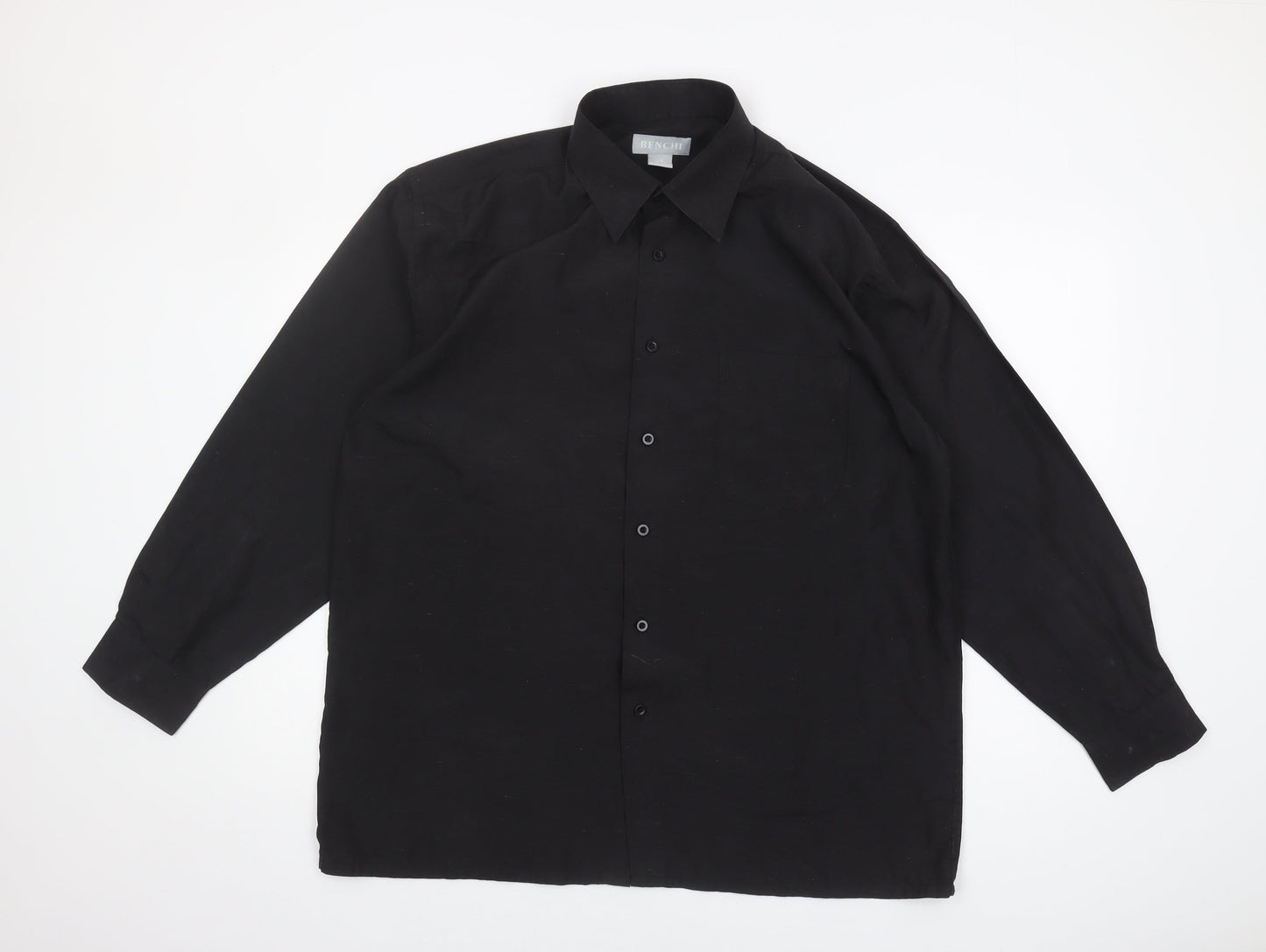 Benchi Men's Black Button-Up Long Sleeve Shirt L