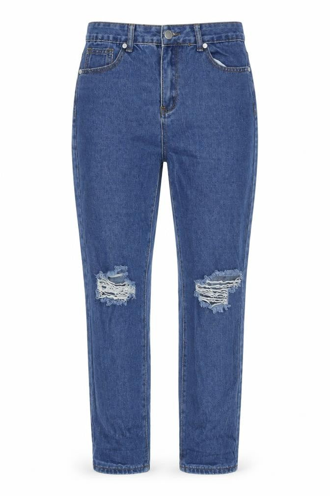 Womens UK Size 12 Boohoo Regular Fit Mom Blue Jeans
