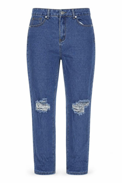 Womens UK Size 12 Boohoo Regular Fit Mom Blue Jeans