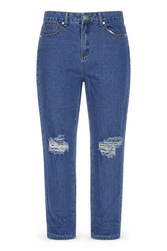 Womens UK Size 12 Boohoo Regular Fit Mom Blue Jeans