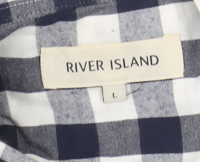 River Island Men's Blue Check L Casual Shirt