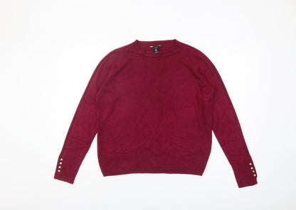 Womens UK Size 12 M&Co Red Pullover Jumper