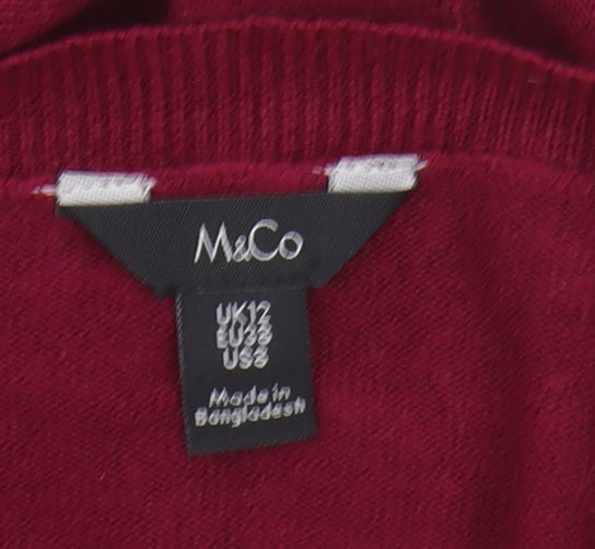 Womens UK Size 12 M&Co Red Pullover Jumper
