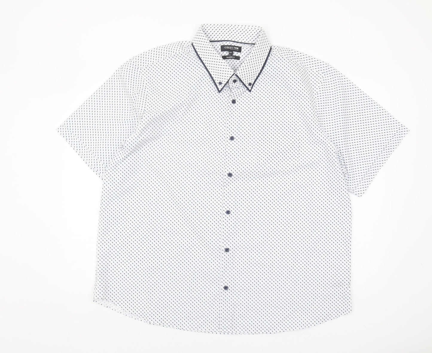 Debenhams Men's White 2XL Short Sleeve Geometric Shirt