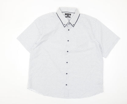 Debenhams Men's White 2XL Short Sleeve Geometric Shirt