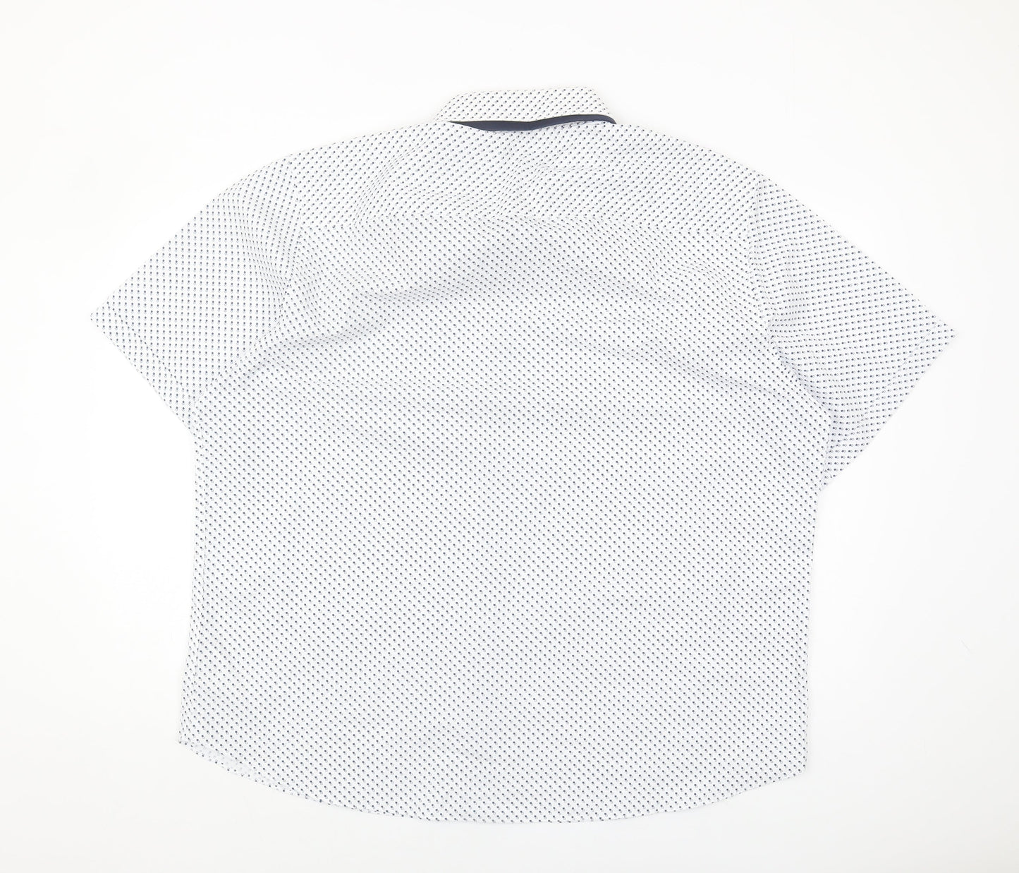 Debenhams Men's White 2XL Short Sleeve Geometric Shirt