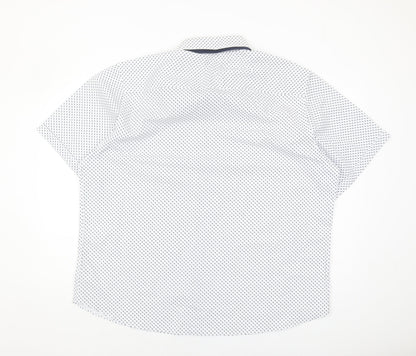 Debenhams Men's White 2XL Short Sleeve Geometric Shirt