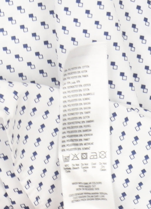 Debenhams Men's White 2XL Short Sleeve Geometric Shirt