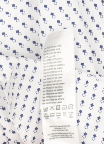 Debenhams Men's White 2XL Short Sleeve Geometric Shirt