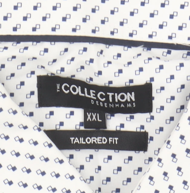 Debenhams Men's White 2XL Short Sleeve Geometric Shirt