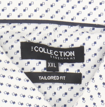 Debenhams Men's White 2XL Short Sleeve Geometric Shirt