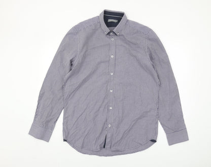 Man at LA Men's Grey Check Cotton Button-Up Shirt
