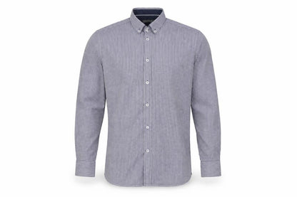 Man at LA Men's Grey Check Cotton Button-Up Shirt