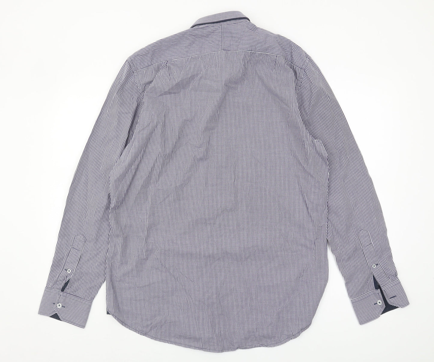 Man at LA Men's Grey Check Cotton Button-Up Shirt