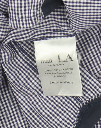 Man at LA Men's Grey Check Cotton Button-Up Shirt