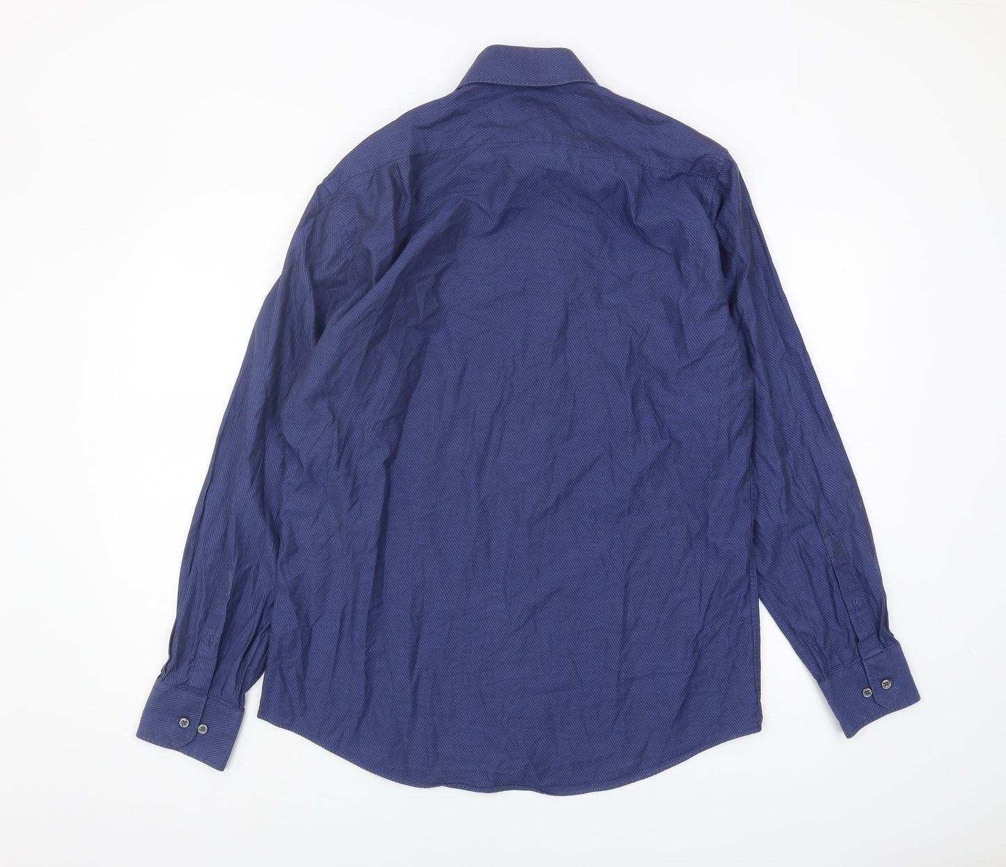 Marks and Spencer Men's Blue Long Sleeve Shirt 15.5 Slim Fit