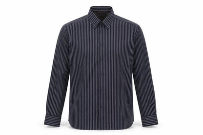 Marks and Spencer Men's Black Striped 44-45 Button-Up Shirt