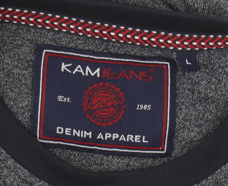 KAM Jeans Men's Grey City Graphic Long Sleeve T-Shirt L