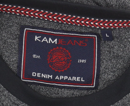 KAM Jeans Men's Grey City Graphic Long Sleeve T-Shirt L