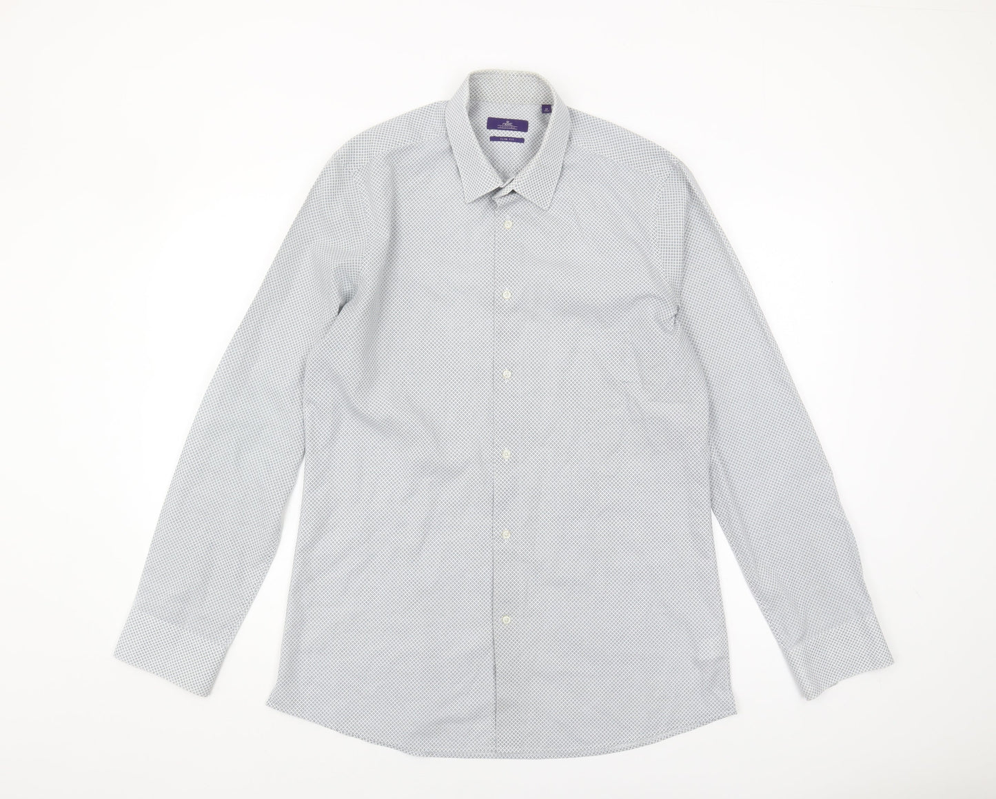 Next Men's White Geometric Slim Fit Shirt 16
