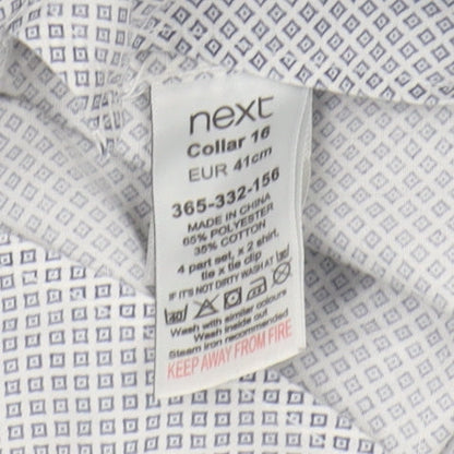 Next Men's White Geometric Slim Fit Shirt 16