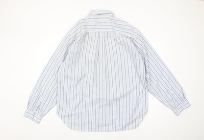 Replay Men's Blue Striped Long Sleeve Shirt Size L