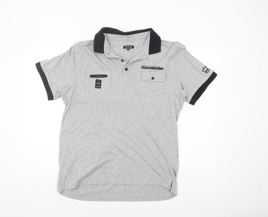 Firetrap Men's Grey Polo Shirt XL Short Sleeve Casual