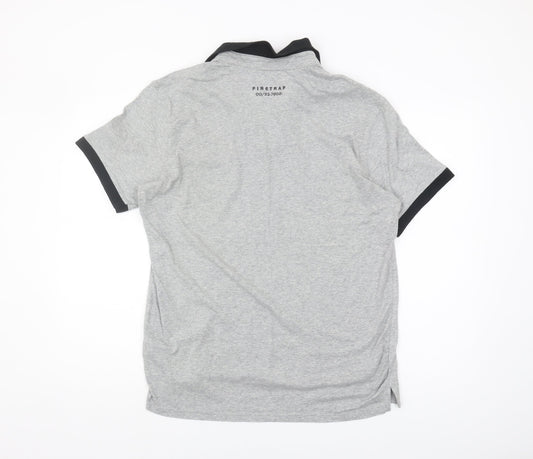 Firetrap Men's Grey Polo Shirt XL Short Sleeve Casual