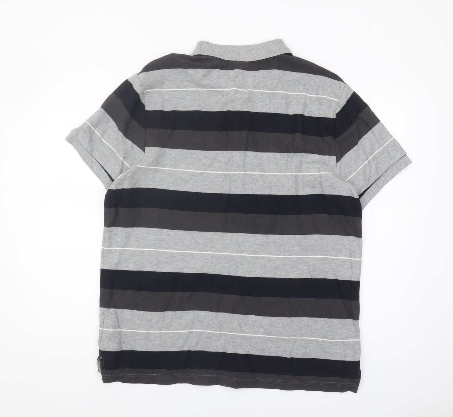 Nike Men's Grey Striped Polo Shirt XL Cotton Casual