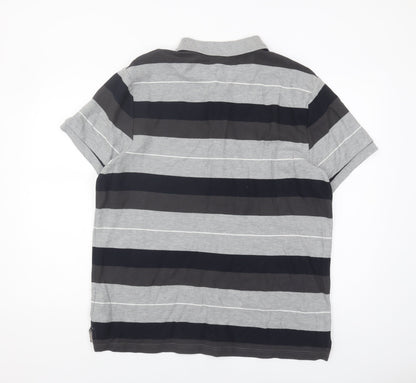 Nike Men's Grey Striped Polo Shirt XL Cotton Casual