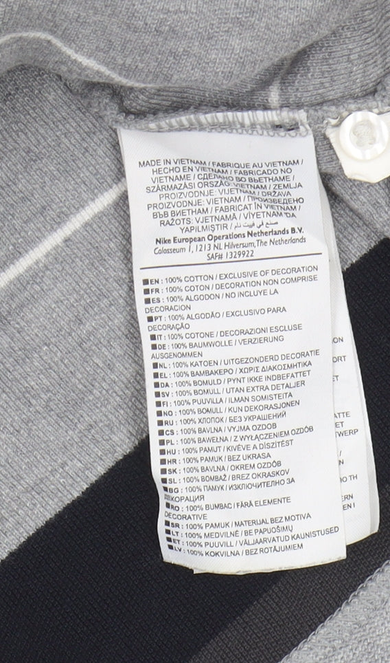 Nike Men's Grey Striped Polo Shirt XL Cotton Casual