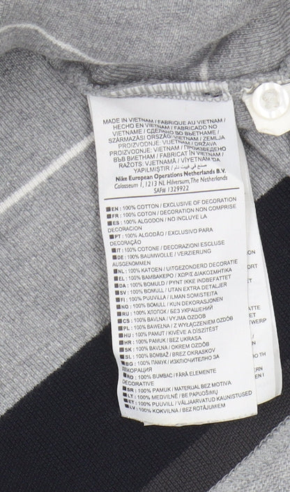 Nike Men's Grey Striped Polo Shirt XL Cotton Casual