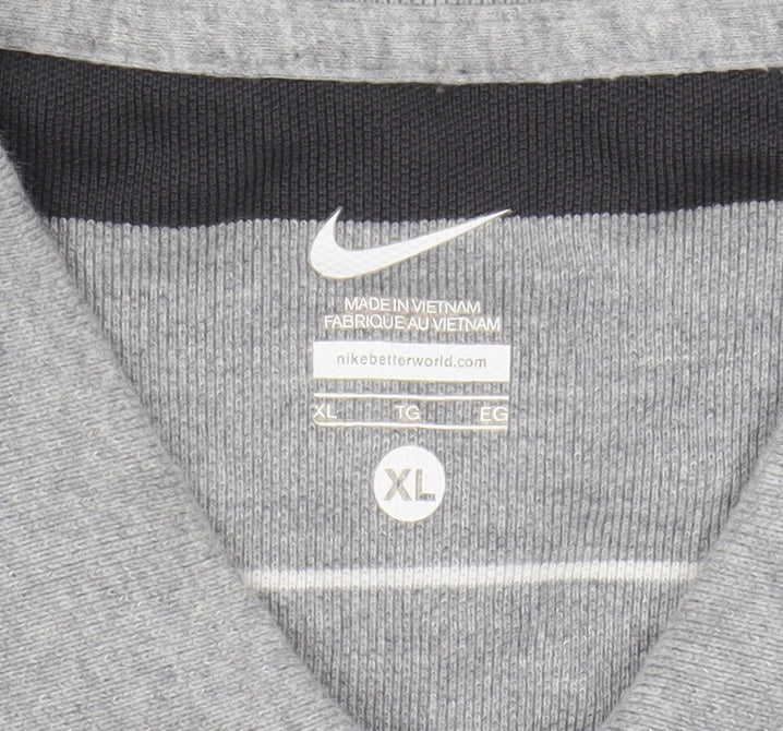 Nike Men's Grey Striped Polo Shirt XL Cotton Casual