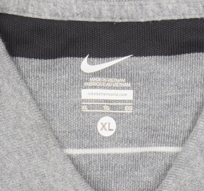 Nike Men's Grey Striped Polo Shirt XL Cotton Casual