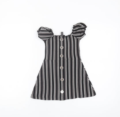 Firetrap Girls Black Striped Puff Sleeve Dress 2-3 Years