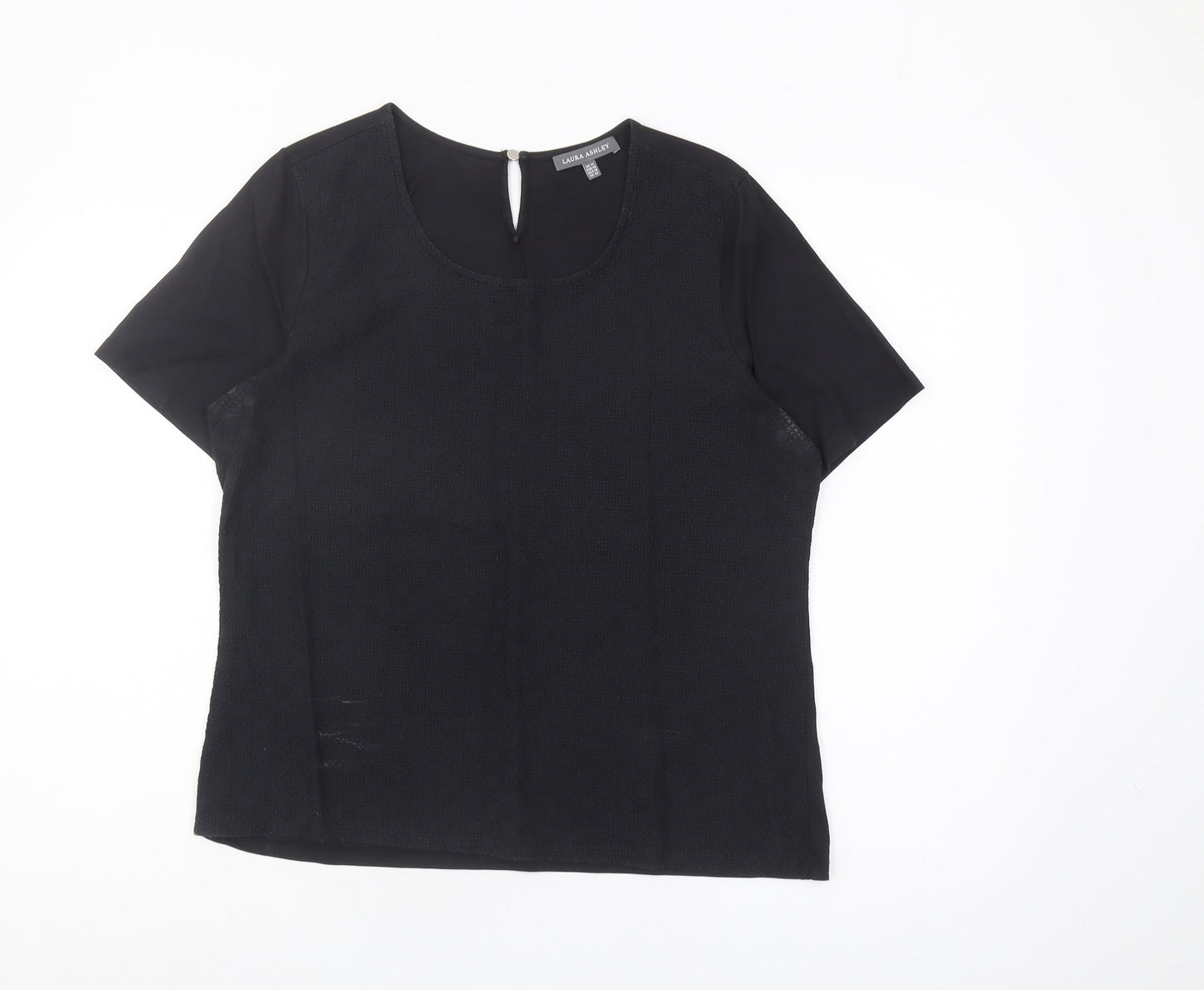 Laura Ashley Women's Black Blouse, Size 14, Classic Style