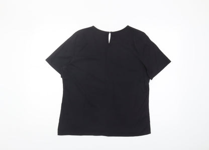 Laura Ashley Women's Black Blouse, Size 14, Classic Style