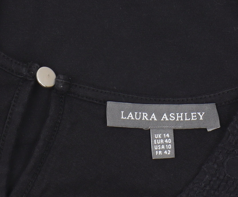 Laura Ashley Women's Black Blouse, Size 14, Classic Style