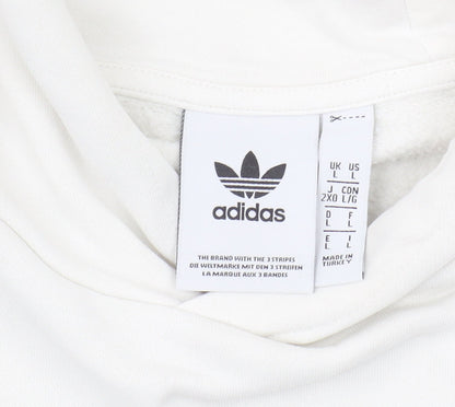 Mens UK Size L adidas White Pullover Hoodie