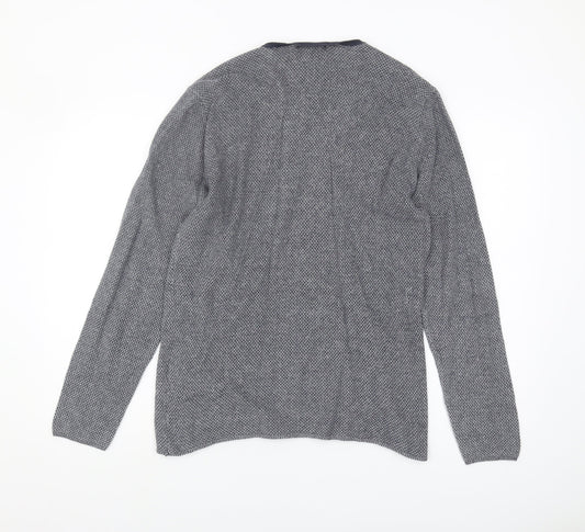 Jack & Jones Men's Grey Knit T-Shirt, Size S, Long Sleeve