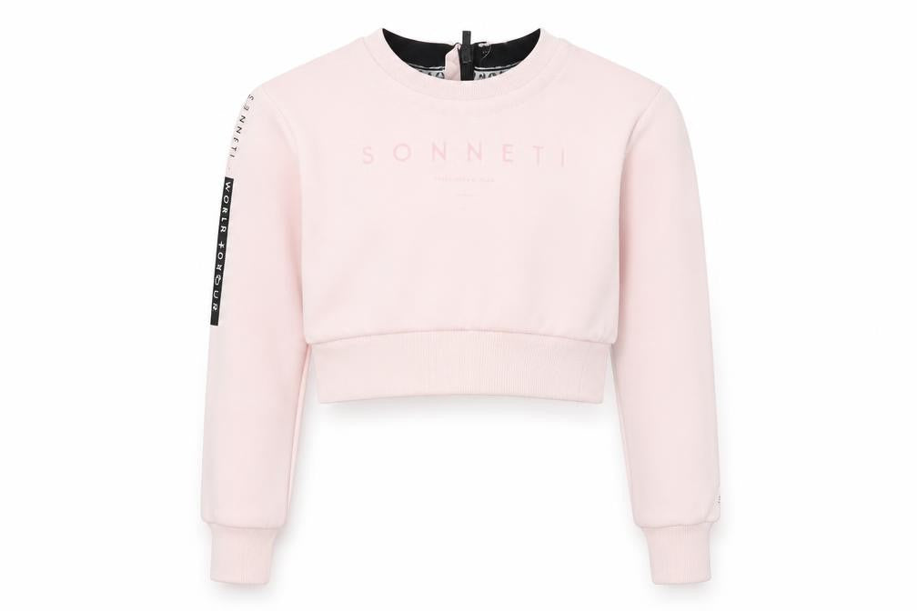 Front view of Sonneti girls’ pink logo pullover sweatshirt 8-10 years