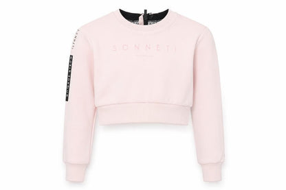 Front view of Sonneti girls’ pink logo pullover sweatshirt 8-10 years