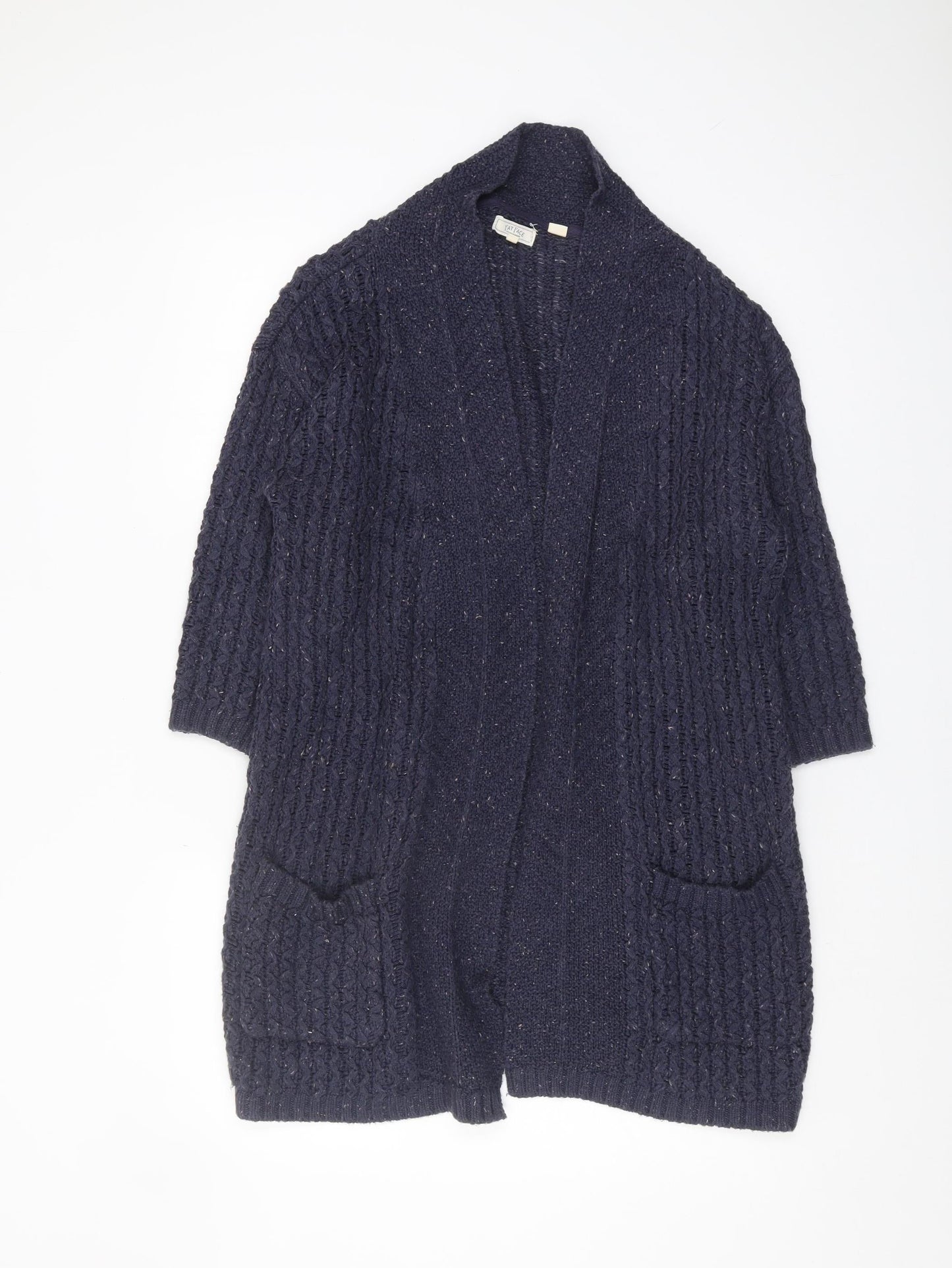 Womens UK Size 8 Fat Face Blue Cardigan Jumper