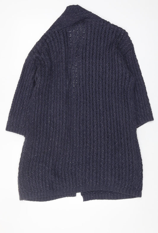Fat Face Women's Blue Cable-Knit Open Front Cardigan, Size 8