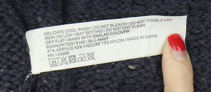 Womens UK Size 8 Fat Face Blue Cardigan Jumper