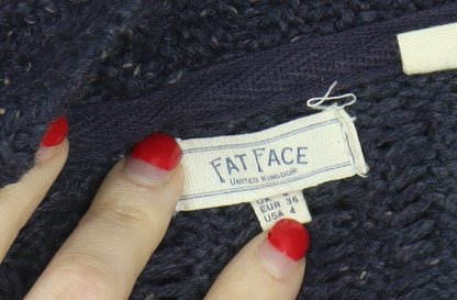 Womens UK Size 8 Fat Face Blue Cardigan Jumper