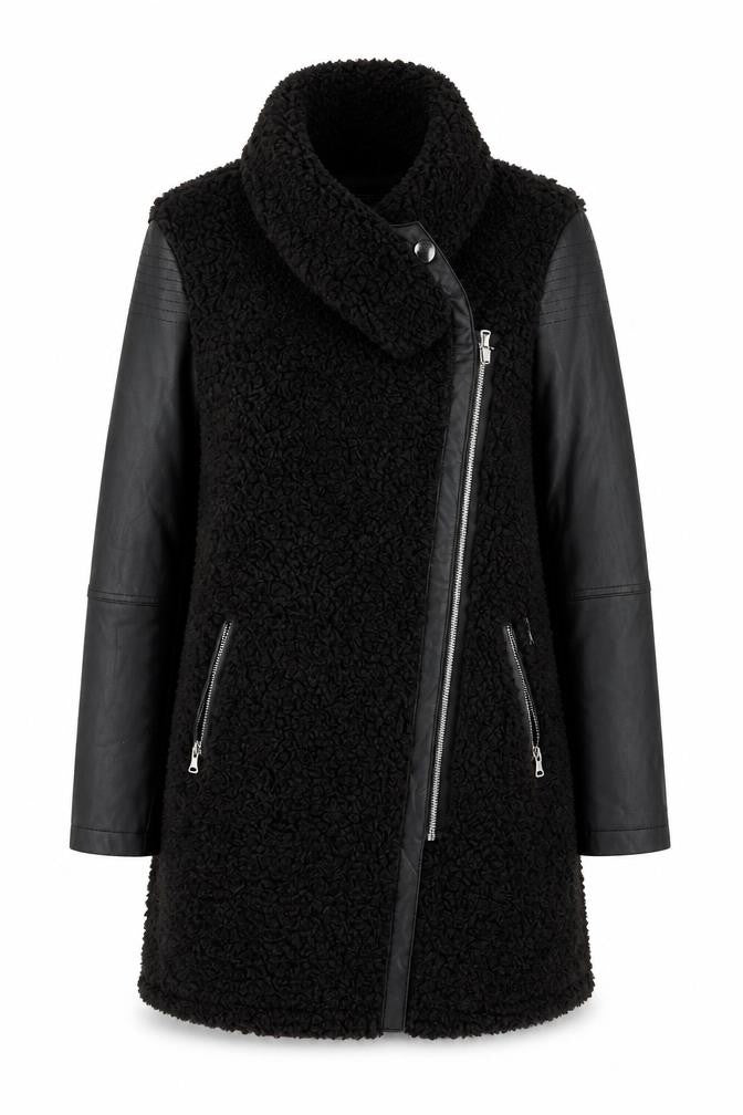 Firetrap Women's Black Faux Fur Mid-Length Jacket (S)
