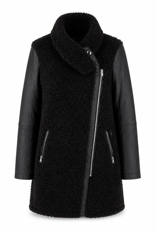 Firetrap Women's Black Faux Fur Mid-Length Jacket (S)